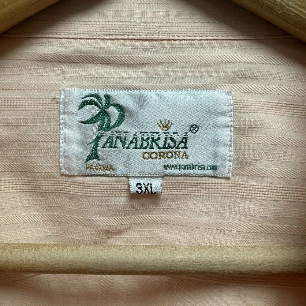 Panabrisa Corona Mens Size 3XL Light Pink Cuban Guayabera L/S Button Front Shirt